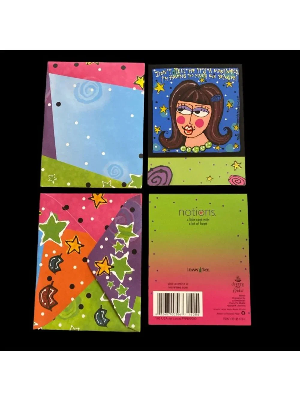 Variety FIVE PACK Leanin' Tree Unused VTG Notecards Birthday Friendship Funny